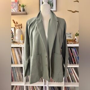 Pact Women’s Size XL Sage Green Organic Cotton Airplane Relaxed Blazer
